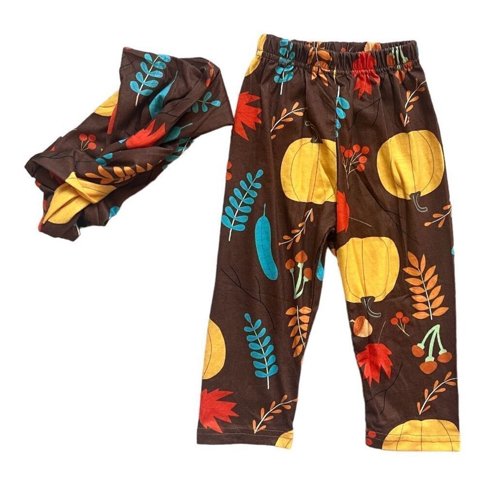 New Baby Girls Boutique Harvest Palazzo Casual Fall Pants & Headband - 12-18 mo